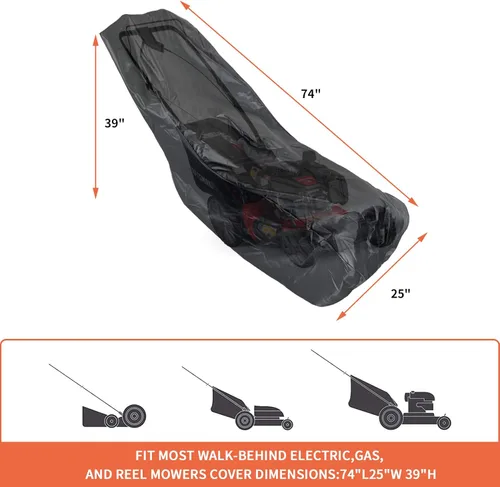 Vista 7 de Funda impermeable para cortacésped, resistente al agua, resistente al agua, para cortacésped, poliéster 600D, Oxford, cubierta protectora contra