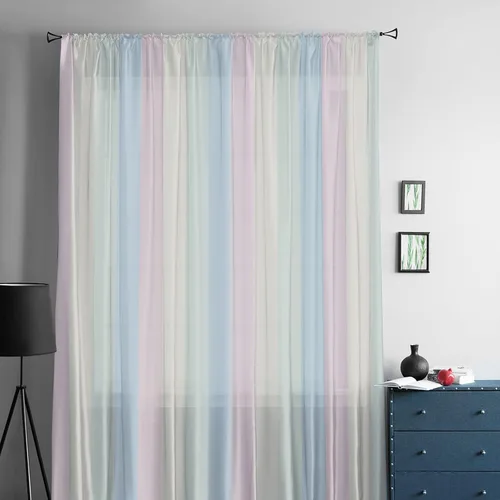 Vista 5 de Cortinas traslúcidas con rayas degradadas de 45 pulgadas de largo, semi cortinas para sala de estar, dormitorio, bolsillo para barra, cortinas