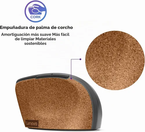 Vista 3 de Lenovo Go - Ratón vertical inalámbrico para computadora - Ecológico, agarre ergonómico de 45 grados, para diestros, botones programables – Receptor