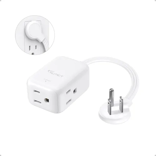 Vista 18 de NUTICT Cable de extensión corto de 6 pulgadas, extensor de 3 salidas con protector de sobretensiones 900J, 15A/1875W, certificado ETL, divisor