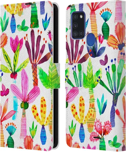 Vista 168 de Head Case Designs Officially Licensed Ninola Brushstrokes Black Summer Patterns Leather Wallet Case Compatible with Samsung Galaxy A07 4G