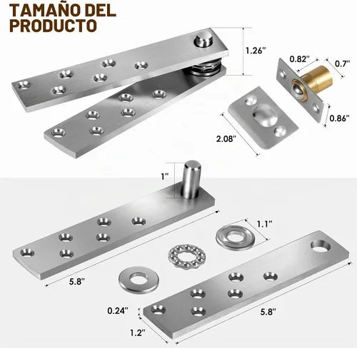 Vista 5 de Bisagra de pivote de puerta oculta Heavy Duty 200LB Hardware de puerta de madera 2PCS Thickened stainless steel pivot hinges create hidden doors