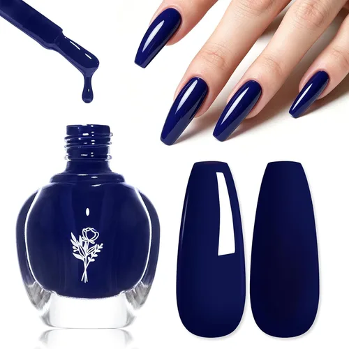 Vista 13 de COSMOO Esmalte de uñas de glitter negro de secado rápido, 12 ml, resistente a las astillas, vegano, de secado rápido, con vetas, de larga duración