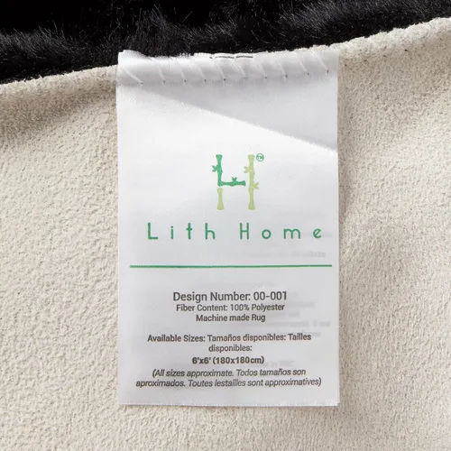 Vista 8 de Lith Home - Decoración africana para el hogar, alfombra de piel sintética de conejo, regalo impactante, felpa suave y lujosa, suelo de sala y Negro