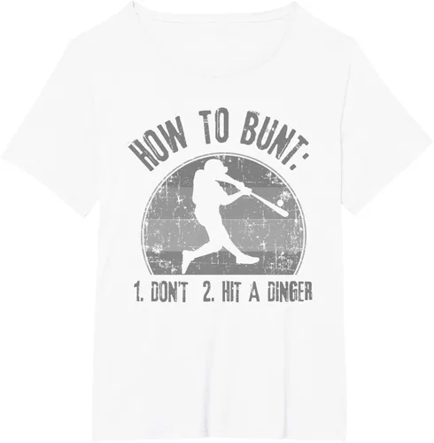 Vista 88 de Cómo Bunt Don't Hit A Dinger - Camiseta divertida de béisbol y sóftbol, Negro, S