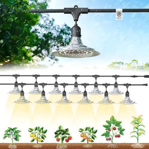 Vista 10 de Luces de Cultivo al Aire Libre con Temporizador, Luces de Crecimiento de Invernadero de Espectro Completo con Temporizador para Plantas al Aire