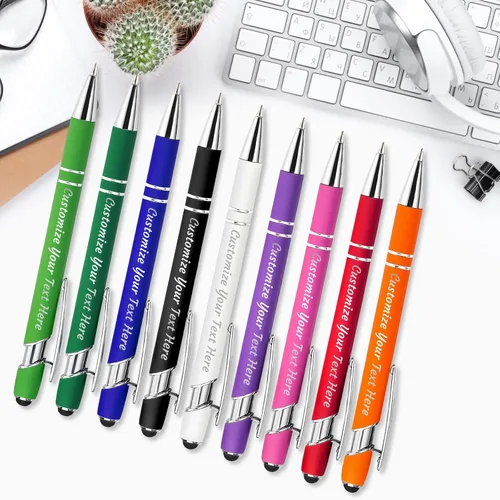 Vista 9 de Bolígrafos personalizados a granel 10 con nombre, grabados con punta de lápiz, bolígrafos de bola personalizados de escritura suave, regalos