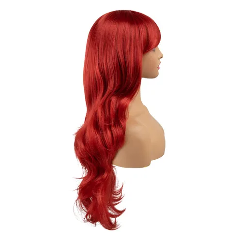 Vista 4 de SARLA Peluca de cabello sintético largo ondulado para mujer, 28 pulgadas, para fiesta de cosplay, disfraz de Halloween, tamaño adulto