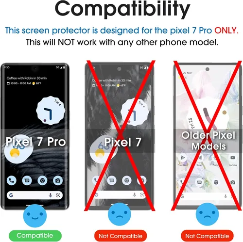 Vista 2 de amFilm Protector de pantalla elástico para Google Pixel 7 Pro, Pixel 7 Pro de 6.7 pulgadas, Google Pixel 7 Pro 5G, compatible con identificación