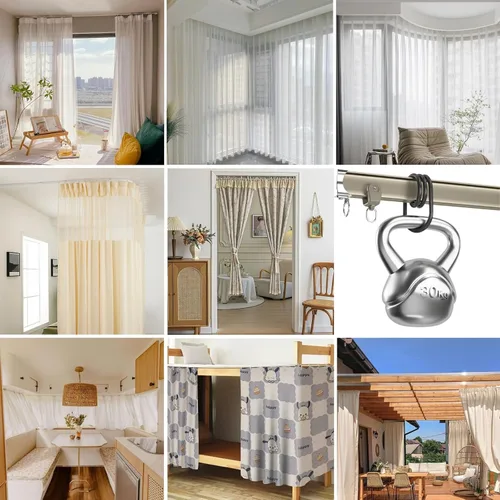 Vista 6 de Curved Shower Curtain Rod Ceiling Curtain Track Rieles Para Cortinas Corredizas De Techo Mount For Room Divider, L Shape U Shape Bay Windows, RV