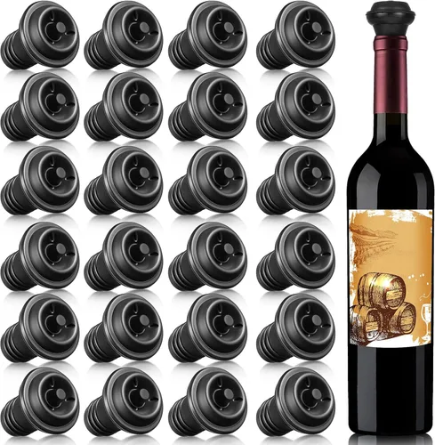 Vista 11 de Honoson 6 tapones de vino con bomba resellable, ahorro de silicona al vacío, práctico para suministros de cocina, herramientas de botella (negro)