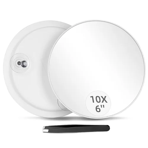 Vista 8 de Espejo de aumento 10X con 3 ventosas – Espejo de maquillaje adhesivo de 6 pulgadas con aumento 10X, espejo de maquillaje ampliado, espejo cosmético