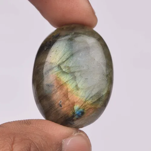 Vista 5 de Real Gems - Piedra de labradorita suelta de 44,50 quilates, cabujón ovalado multicolor natural