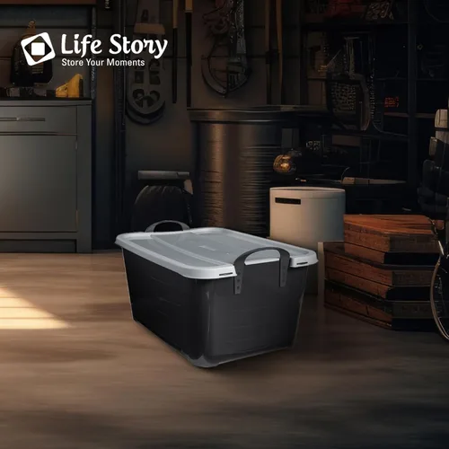 Vista 4 de Life Story - Paquete de 6 contenedores apilables resistentes para almacenamiento de 55 cuartos, organizador para el hogar, contenedores versátiles