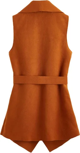 Vista 2 de SheIn Chaleco casual sin mangas con solapa frontal abierta para mujer