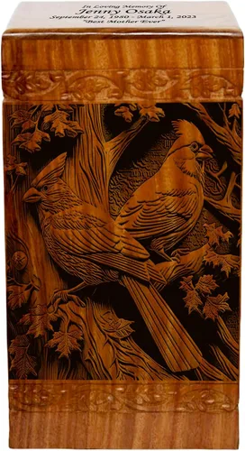 Vista 4 de Urna de cremación de madera, urna funeraria humana de gran tamaño con personalización (mariposas)