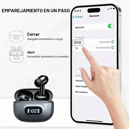 Vista 9 de Auriculares inalámbricos, Bluetooth 6.0 Auriculares ANC Crisp Clear