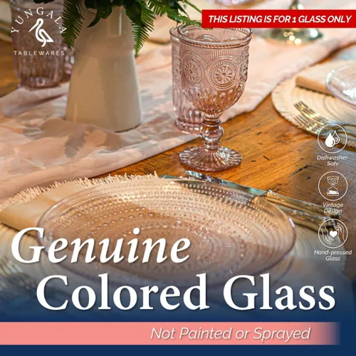 Vista 3 de Copa de vino rosa para reemplazo/piezas de repuesto de Yungala Pink Glassware Este listado es solo para 1 vaso