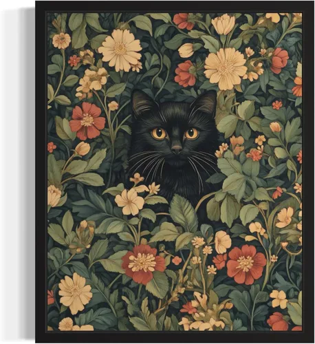 Vista 14 de Póster de Arte de Murciélago, Estilo William Morris Retro de Mediados de Siglo Botánico Victoriano Academia Oscura Decoración Gótica Galería 10a
