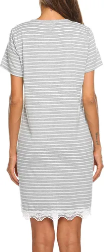 Vista 4 de Ekouaer Camisones a rayas con botones para mujer, camisones de manga corta