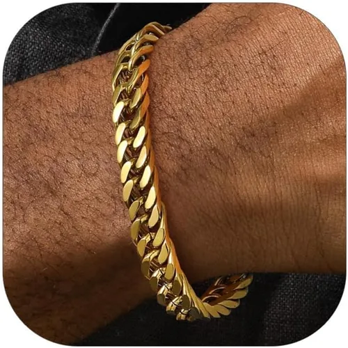 Vista 10 de FaithHeart Pulsera de eslabones cubanos de acero inoxidable para hombre, cadena de eslabones para hombre chapada en oro/negro/plata de 8/12/17mm