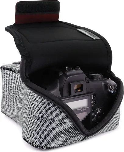 Vista 16 de USA GEAR Funda para cámara réflex digital con tecnología de DuraNeoprene, almacenamiento de accesorios y aberturas para correa – Funciona con Nikon