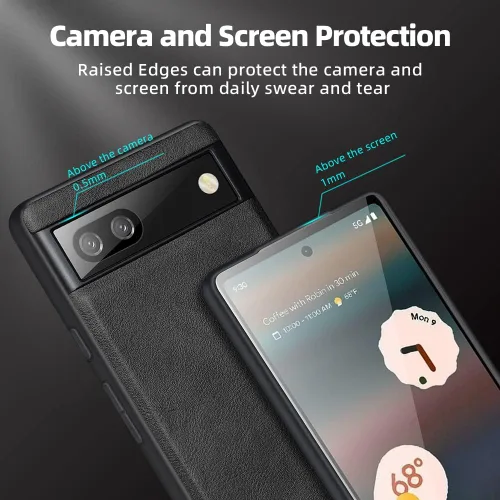 Vista 4 de X-level Funda delgada de piel sintética para Google Pixel 6A, funda delgada y delgada de TPU suave, a prueba de golpes, funda protectora para Google