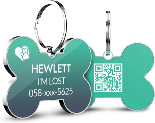 Vista 8 de Etiquetas para perros con código QR personalizadas para mascotas, etiquetas de identificación de perro personalizadas, visualización de perfil