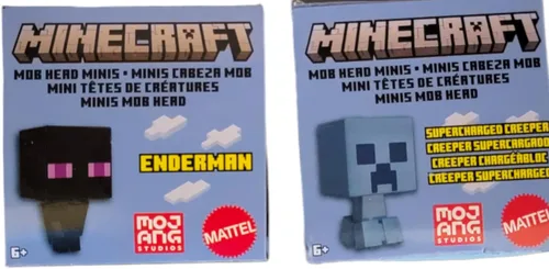 Vista 2 de Mattel Minecraft Mob Head Minis 2022 - Juego de 4 figuras micro de HHP58-956B con Alex, Steve, Enderman y Supercharged Creeper