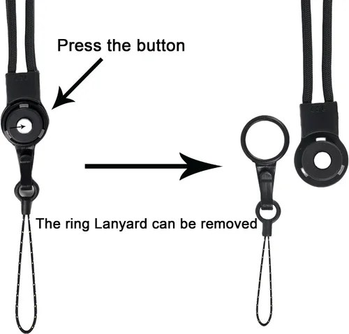 Vista 3 de YOUOWO 5 Pack Lanyards Detachable Neck lanyard For Pen Phone ID Badges Holder Keys Office Cell USB Black Strap Whistles iPod