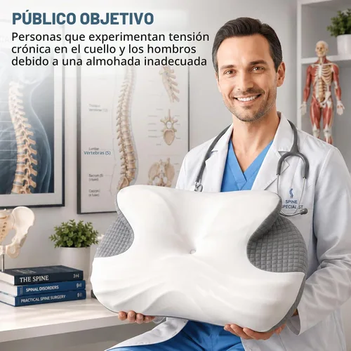 Vista 3 de Almohada para aliviar el dolor de cuello, almohada ergonómica para dolor de cuello, almohada cervical de espuma viscoelástica para dormir, de lado