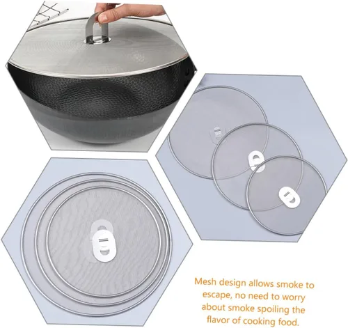 Vista 3 de 3 pantallas de salpicaduras de grasa de acero inoxidable, protectores contra salpicaduras de aceite para sartén, protector de cocina, malla fina