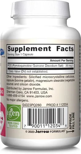 Vista 10 de Jarrow PQQ 20 mg, biogénesis mitocondrial, 60 cápsulas