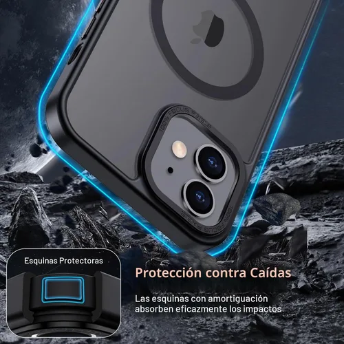 Vista 4 de Anuck - Funda magnética para iPhone 11 compatible con MagSafe, carcasa trasera mate translúcida dura, borde de TPU, delgada, resistente a impactos
