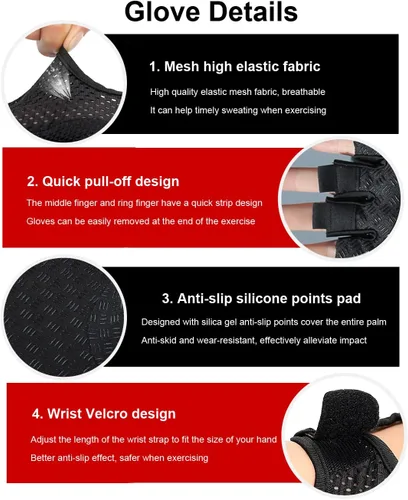 Vista 4 de SUJAYU Guantes de entrenamiento para mujeres y hombres, antideslizantes, transpirables, esenciales de gimnasio para mujer, para levantamiento