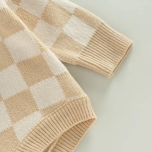 Vista 7 de Ropa unisex de tablero de ajedrez para bebé, niña y niño, mameluco de punto con burbujas, mameluco de una pieza