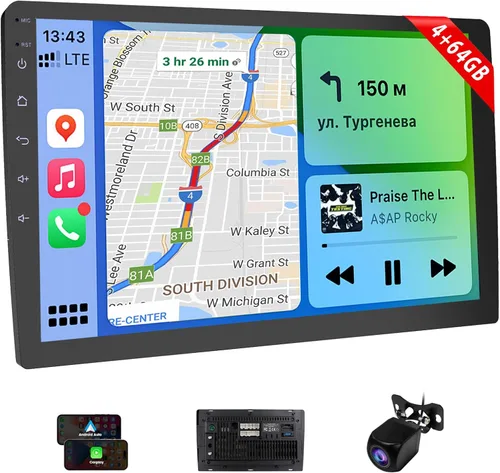 Vista 8 de Haudio Estéreo de auto de doble DIN de 9 pulgadas con Apple CarPlay/Android Auto, pantalla táctil HD con Octa-Core, Mirror Link, 4+64GB, BT 5.1