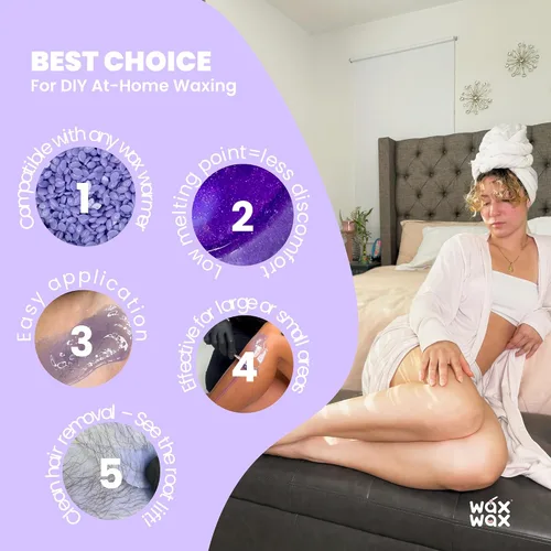 Vista 6 de Wax Wax Cuentas de cera dura de orquídea, cera facial para piel ultra sensible, sin colofonia, hipoalergénica, sin tiras, cuentas de cera de bajo