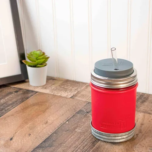 Vista 2 de Mason Jar Lifestyle Pinta de boca ancha de silicona de 16 onzas para proteger la pelota, Kerr, tarros de conservas (4, Americana Multicolor)