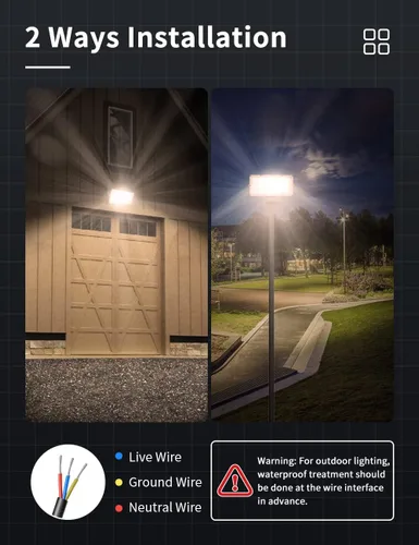Vista 6 de papasbox Luz de inundación LED de 100 W para exteriores, luces de seguridad para exteriores de 8000 lúmenes, luces LED blancas cálidas de 3000 K