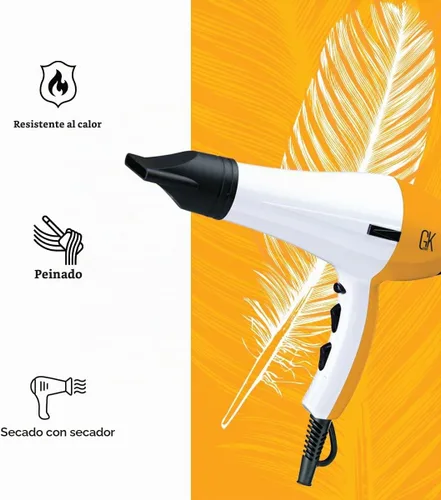 Vista 2 de Secador ligero de plumas GK Hair, altamente rendimiento para peinar y alisar