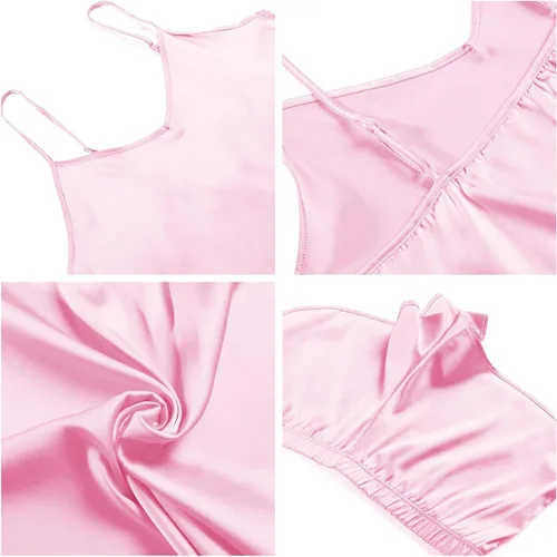 Vista 5 de Joyaria Satén Cami Pijama Pantalones Cortos Conjunto Sexy Mujer Seda Ropa de Dormir