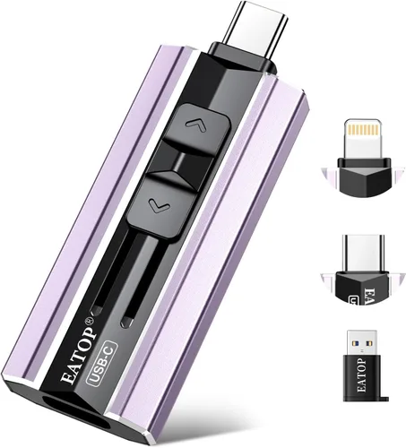 Vista 13 de EATOP Unidad flash de doble interfaz de 256 GB, no requiere aplicación, memoria USB portátil para iPhone, iPad, Android, PC y Mac, almacena Naranja