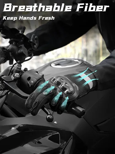 Vista 2 de COFIT - Guantes de motocicleta con malla transpirable, guantes de moto con protección táctil para hombres y mujeres, para BMX ATV MTB, carreras