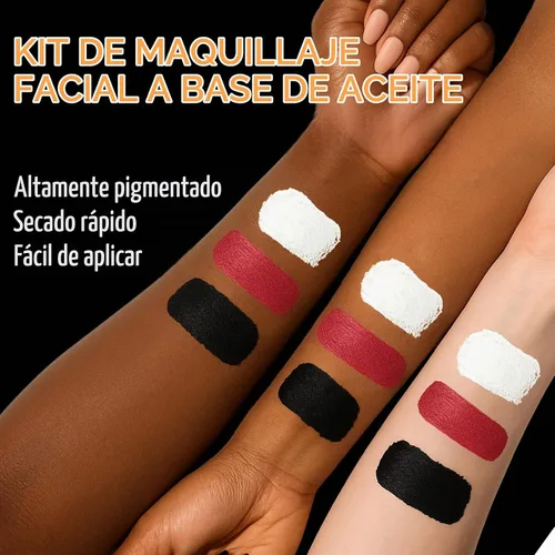 Vista 8 de Kit de maquillaje de payaso de Halloween, pintura corporal facial