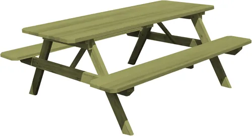 Vista 11 de Furniture Barn USA Mesa de picnic de cedro de 4 pies con bancos adjuntos, tinte de cedro mancha de cedro