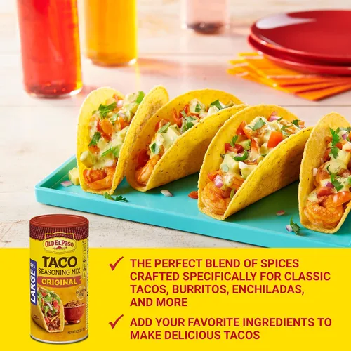 Vista 5 de Old El Paso Condimento para tacos, original, tamaño grande, 6.25 oz.