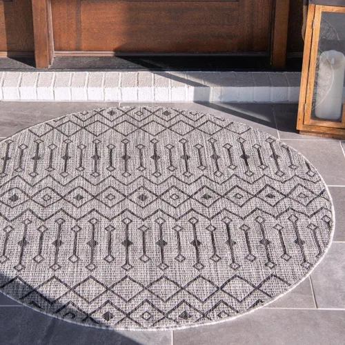 Vista 50 de Unique Loom Outdoor Trellis Collection - Alfombra de área con diseño de enrejado tribal (2 pies 2 pulgadas x 3 pies 1 pulgada, ovalada, azul/marfil)