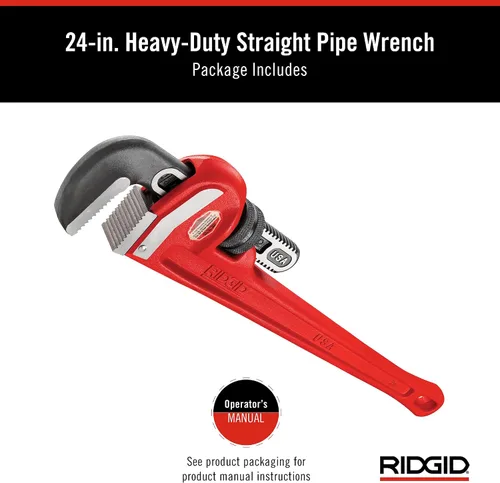 Vista 7 de RIDGID 31030 - Llave de tubería recta de servicio pesado, llave de fontanería resistente de 24 pulgadas con hilos autolimpiantes y mordazas