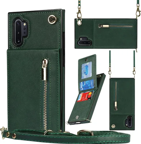 Vista 22 de Funda para teléfono Samsung Galaxy Note 9 con correa cruzada, tarjetero de cuero, ranuras de crédito, soporte magnético, accesorio para celular
